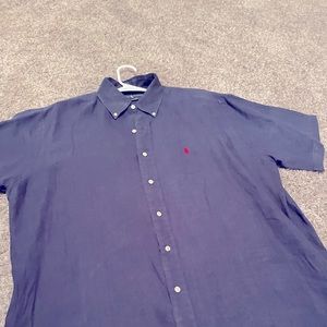 100% linen button down, size large, short sleeve